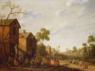 Village scene with peasants merrymaking, 17th century | Obraz na stenu