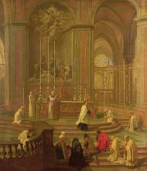 The Mass of Canon Antoine de La Porte or, The Altar of Notre Dame, 1708-10 (oil on canvas) | Obraz na stenu