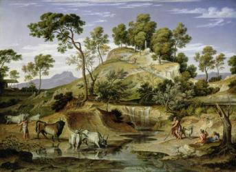 Landscape with Shepherds and Cows and at the Spring, 1832-34 (oil on canvas) | Obraz na stenu