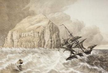 A Shipwreck against the Bass Rock, Firth of Forth, from 'The Scots Worthies According to Howie's Second Edition, 1781', by John Howie (1735-93) published 1879 (colour litho) | Obraz na stenu