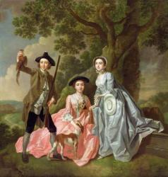 George Rogers with his Wife, Margaret, and his Sister, Margaret Rogers, c.1748-50 (oil on canvas) | Obraz na stenu