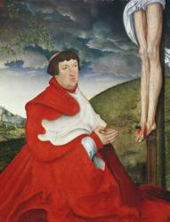 Albert, Cardinal Elector of Mainz at the foot of the Cross (oil on panel) (detail of 244970) | Obraz na stenu
