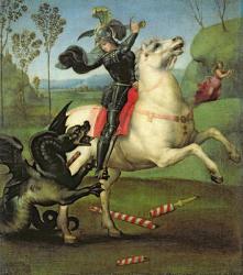 St. George Struggling with the Dragon, c.1503-05 (oil on panel) (see also 95727) | Obraz na stenu