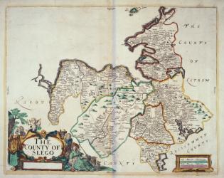 The County of Slego, from 'Hiberniae Delineatio', the 'Down Survey', 1685 (hand coloured engraving) | Obraz na stenu