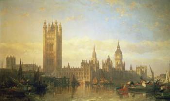 New Palace of Westminster from the River Thames (oil on canvas) | Obraz na stenu