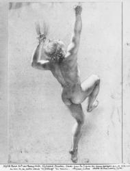Flood scene, study of the naked young boy (black pencil & chalk on grey paper) (b/w photo) | Obraz na stenu