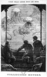 The Nautilus Passengers, illustration from '20,000 Leagues Under the Sea' by Jules Verne (1828-1905) engraved by Henri Theophile Hildibrand (1824-97) Paris, Hetzel (engraving) (b/w photo) | Obraz na stenu