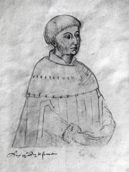 Ms 266 f.3 Portrait of Louis XI (1423-83) from the 'Recueil d'Arras' (pencil on paper) (b/w photo) | Obraz na stenu