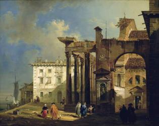 The Portico of the Church of San Lorenzo in Milan, c.1814 (oil on canvas) | Obraz na stenu