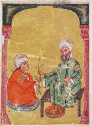 Ms 1229 Sultan Ahmet III (1673-1736) with one of his disciples, from 'De Materia Medica' by Dioscorides (gouache on paper) | Obraz na stenu