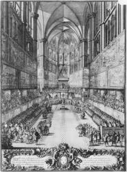 The Coronation of Louis XIV on 7th June 1654 in Reims cathedral (engraving) (b/w photo) | Obraz na stenu