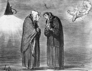 Series 'Actualites', the comet, Ah! ma pauv' madame Chaffarou, plate 392, illustration from 'Le Charivari', 1857 (litho) (b/w photo) | Obraz na stenu