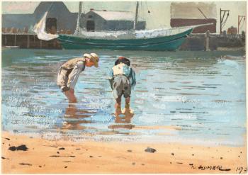 Boys wading, 1873 (w/c and gouache over graphite on wove paper) | Obraz na stenu