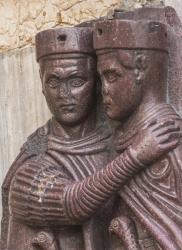 Detail of the porphyry sculpture group outside St Mark's Basilica of four Roman emperors, Venice, Veneto Region, Italy (photo) | Obraz na stenu