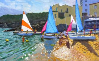 sailing school,calella de palafrugall,costa brava,spain,2014,(oil on canvas) | Obraz na stenu