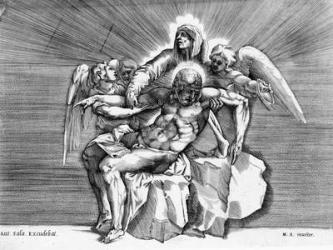 Pieta, engraved by Giulio Sanuto (engraving) | Obraz na stenu