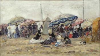 Parasols on the Beach at Trouville, 1886 (oil on wood) | Obraz na stenu