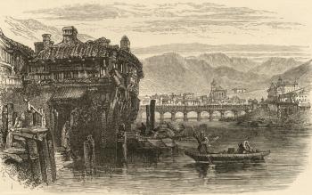 Irun, Spain, illustration from 'Spanish Pictures' by the Rev. Samuel Manning (engraving) | Obraz na stenu