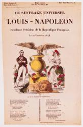 Illustrated lyric sheet for 'Le Suffrage Universel, Louis-Napoleon proclame president de la Republique francaise', 1848 (colour woodcut) | Obraz na stenu