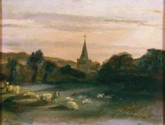 Stoke Poges Church (oil on panel) (recto of 261372) | Obraz na stenu