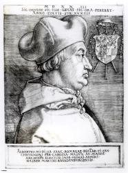 Portrait of Albert, Cardinal Elector of Mainz, 1523 (engraving) (b/w photo) | Obraz na stenu