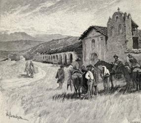 Mission Santa Ynez or Ines, Solvang, California, from 'The Century Illustrated Monthly Magazine', May to October, 1883 (litho) | Obraz na stenu