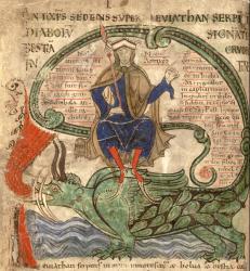 Anti Christ seated on a Leviathan from 'Liber Floridus' by Lambert de Saint-Omer, 1120 (vellum) | Obraz na stenu