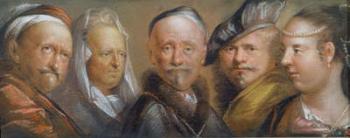 Studies of Five Heads after Rembrandt (pastel on copper plate) | Obraz na stenu