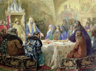 Council in 1634: The Beginning of Church Dissidence in Russia, 1880 (w/c on paper) | Obraz na stenu