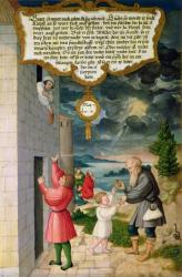 'Which of you, when asked by his son for a loaf, will hand him a stone?' (Matthew 7), and 'Friend, let me have three loaves: for a friend of mine travelling has come to my house and I have nothing to set before him' (Luke 11), illustrations to Christ's te | Obraz na stenu