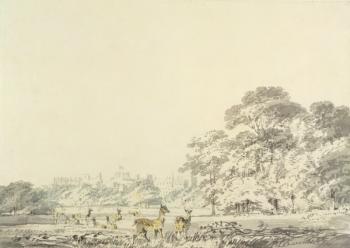 Windsor Castle and Park with Deer (w/c over pencil on paper) | Obraz na stenu