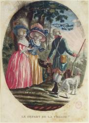 Leaving for the Hunt (coloured engraving) | Obraz na stenu