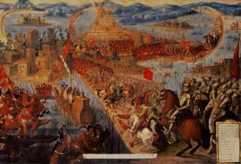 The Conquest of Tenochtitlan, from the 'Conquest of Mexico' series (oil on panel) | Obraz na stenu