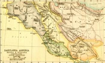Map of Babylon, Assyria, Media and Susiana, countries of the Jewish Captivities. From The Holy Bible published c.1910. | Obraz na stenu