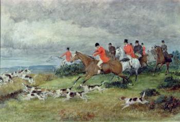 Fox Hunting in Surrey, 19th century (watercolour) | Obraz na stenu