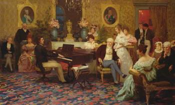 Chopin Playing the Piano in Prince Radziwill's Salon, 1887 (oil on canvas) | Obraz na stenu