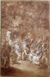 Scene from of 'The Marriage of Figaro' by Pierre-Augustin Caron de Beaumarchais (1732-99) 1785 (pen & ink on paper) | Obraz na stenu