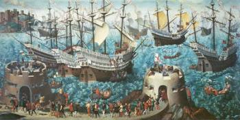 Embarkation of Henry VIII (1491-1547) on Board the Henry Grace a Dieu in 1520, copied from a painting by Vincent Volpi (oil on canvas) | Obraz na stenu