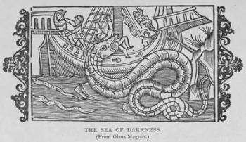 The Sea of Darkness, from a book by Olaus Magnus (1490-1557), from 'Narrative and Critical History of America', pub. in 1889 (engraving) | Obraz na stenu