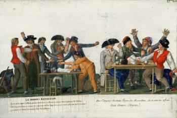 The Republican Oath being signed in blood and singing 'The Marseillaise', c.1792 (gouache on paper) | Obraz na stenu