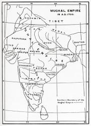 Map of the Mughal Empire in India, 1700. From Hutchinson's History of the Nations, published 1915. | Obraz na stenu