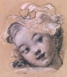 Portrait presumed to be Rosalie, daughter of the artist (charcoal & chalk on paper) | Obraz na stenu