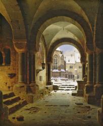 The Monastery Gate in Winter, 1840 (oil on canvas) | Obraz na stenu