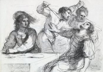 Detail of "Quarrel over a franc", 1764 (drawing) | Obraz na stenu