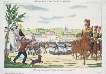Vive les Fran̤ais!, Departure of Foreign Troops, 1818 (coloured engraving) | Obraz na stenu