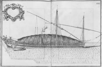 Building, equipping and launching of a galley, plate XXVI (pencil & w/c on paper) (b/w photo) | Obraz na stenu