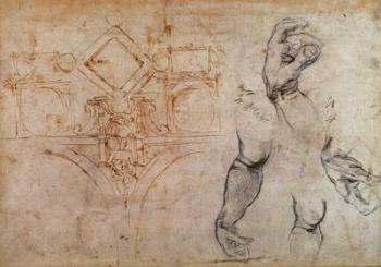 Scheme for the Sistine Chapel Ceiling, c.1508 (pen & ink and chalk on paper) | Obraz na stenu