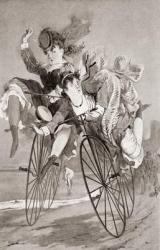 Two 19th century ladies have an accident on their bicycles. From Illustrierte Sittengeschichte vom Mittelalter bis zur Gegenwart by Eduard Fuchs, published 1909. | Obraz na stenu