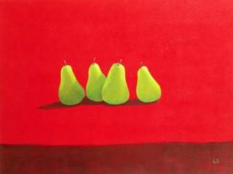 Pears on Red Cloth (oil on canvas) | Obraz na stenu