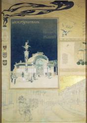 The Stadtbahn Pavilion of the Vienna Underground Railway, design showing the exterior and a view of the railway platform, c.1894-97 (coloured pencil) | Obraz na stenu